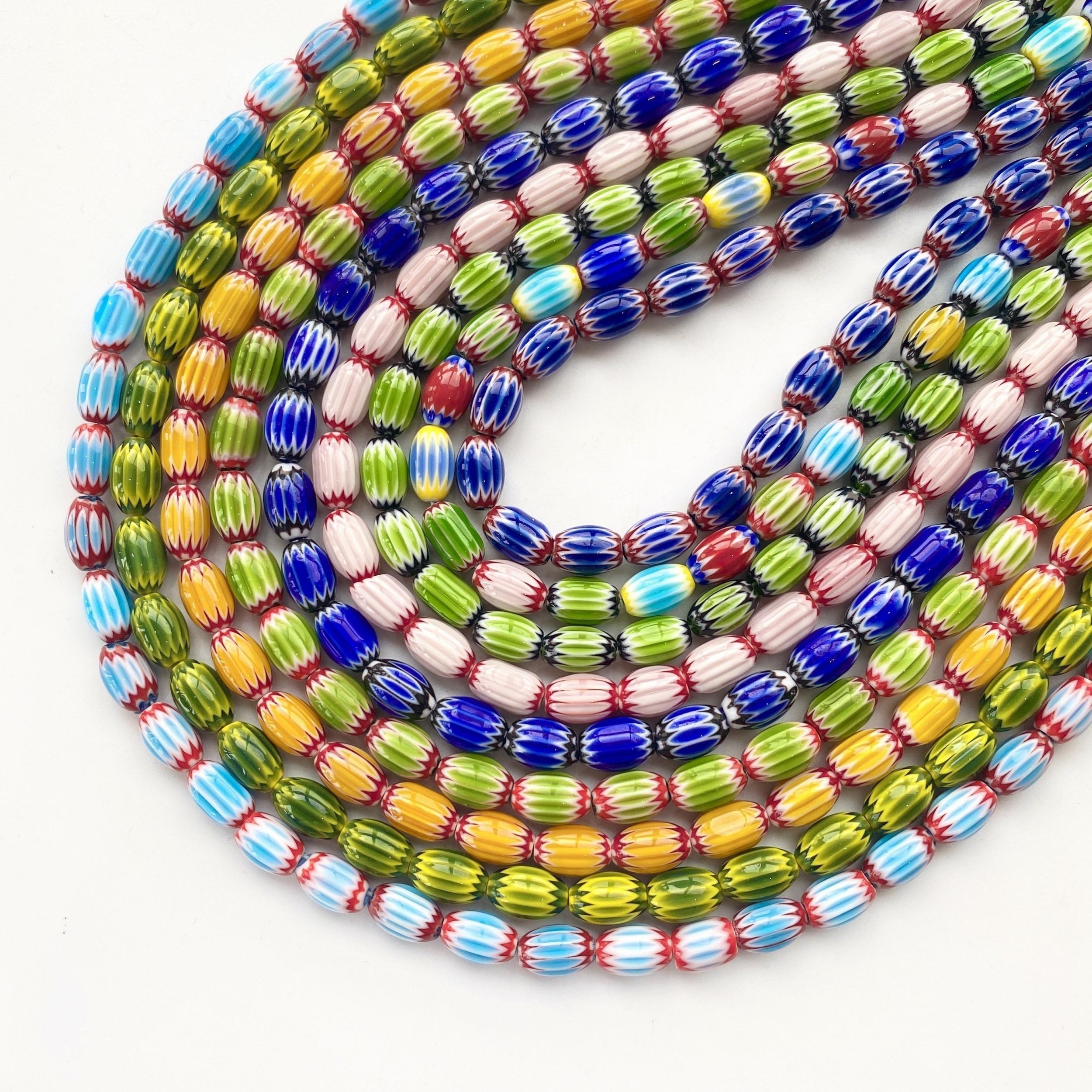 Vintage Oval Glass Beads Mixed Lot 8x12mm DIY Jewelry Making Accessories